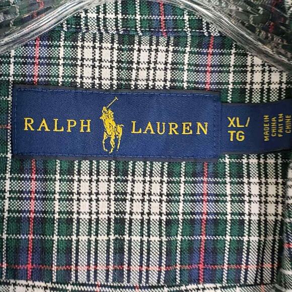 Polo Ralph Lauren Oxford Shirt Men’s Size XL Green Plaid LS Button Down - Picture 8 of 11